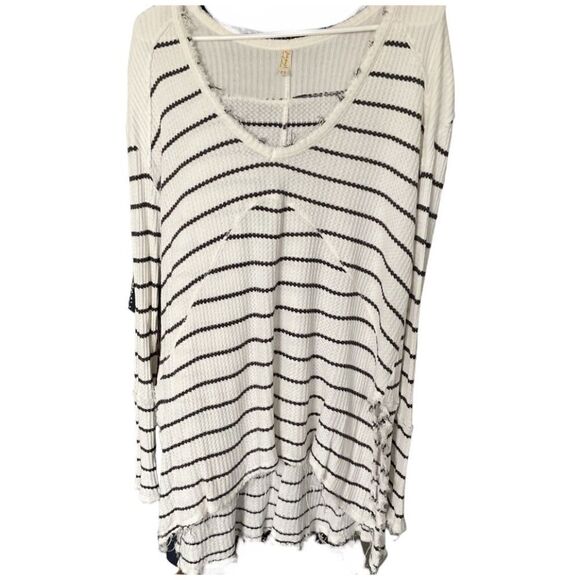 Free People Oversized V Neck Striped Top size M - Picture 1 of 6